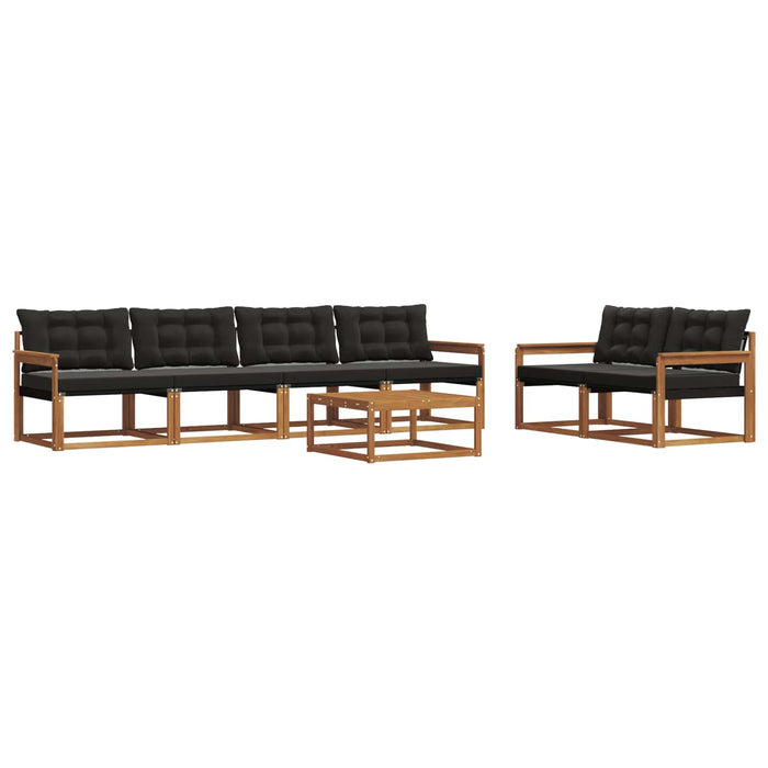 Set de canapele de exterior cu pernă 7 pcs Natural și Negru WALTI