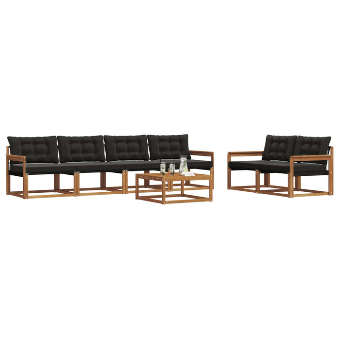 Set de canapele de exterior cu pernă 7 pcs Natural și Negru WALTI