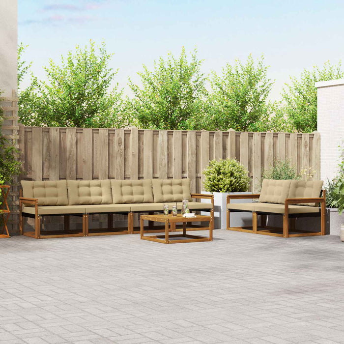 Set de canapele de exterior cu pernă 7 pcs Natural și Bej WALTI