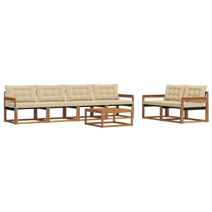 Set de canapele de exterior cu pernă 7 pcs Natural și Bej WALTI