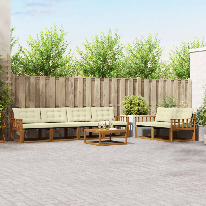 Set de canapele de exterior cu pernă 7 pcs Natural și Crem WALTI