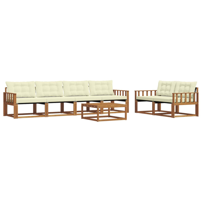 Set de canapele de exterior cu pernă 7 pcs Natural și Crem WALTI