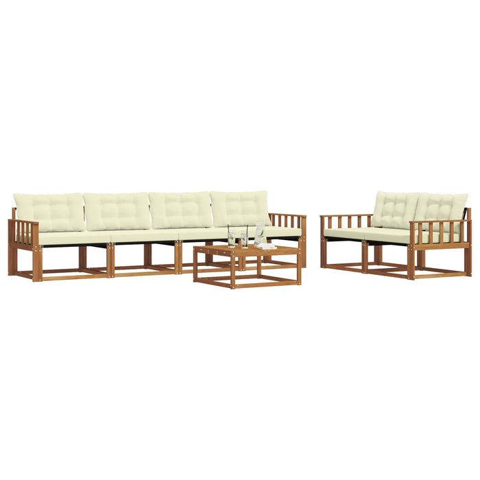 Set de canapele de exterior cu pernă 7 pcs Natural și Crem WALTI