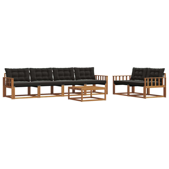 Set de canapele de exterior cu pernă 7 pcs Natural și Negru WALTI