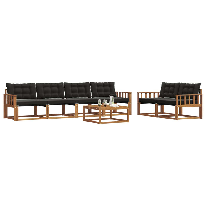 Set de canapele de exterior cu pernă 7 pcs Natural și Negru WALTI