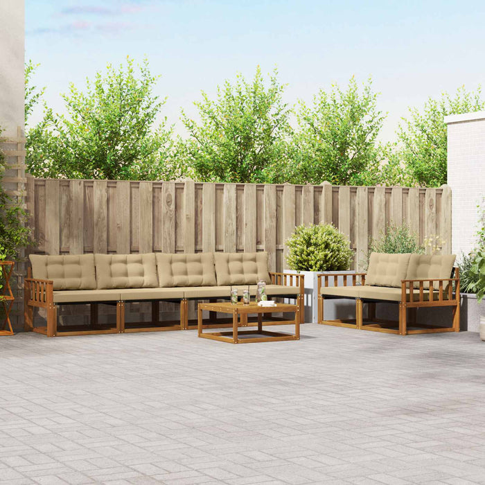 Set de canapele de exterior cu pernă 7 pcs Natural și Bej WALTI