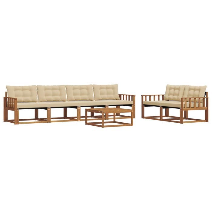Set de canapele de exterior cu pernă 7 pcs Natural și Bej WALTI