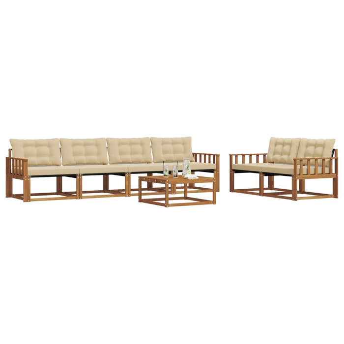 Set de canapele de exterior cu pernă 7 pcs Natural și Bej WALTI
