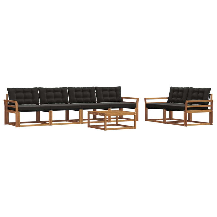 Set de canapele de exterior cu pernă 7 pcs Natural și Negru WALTI