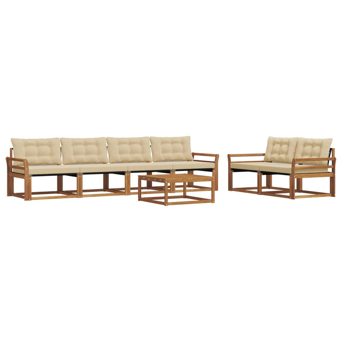 Set de canapele de exterior cu pernă 7 pcs Natural și Bej WALTI