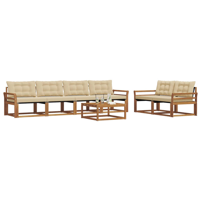 Set de canapele de exterior cu pernă 7 pcs Natural și Bej WALTI