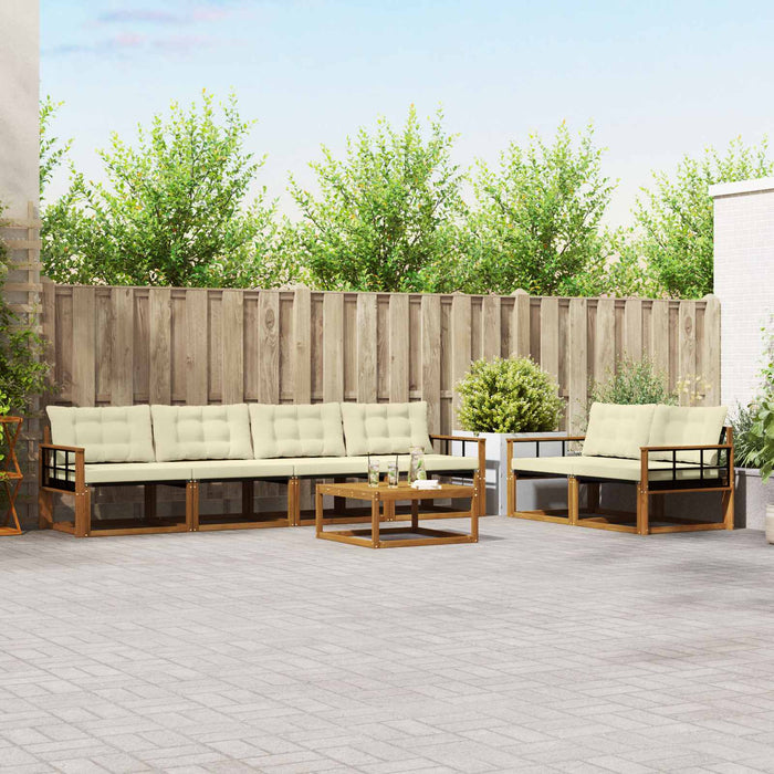 Set de canapele de exterior cu pernă 7 pcs Natural și Crem WALTI