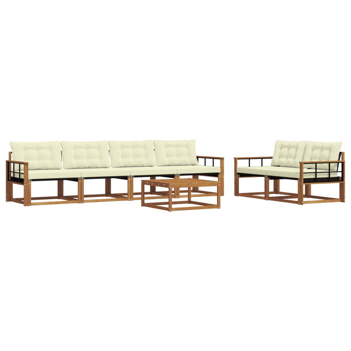 Set de canapele de exterior cu pernă 7 pcs Natural și Crem WALTI