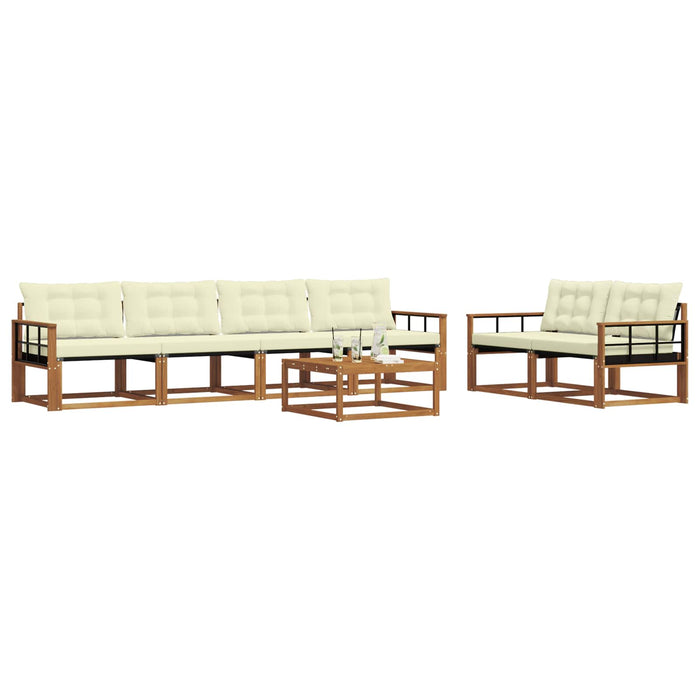 Set de canapele de exterior cu pernă 7 pcs Natural și Crem WALTI