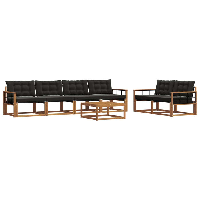 Set de canapele de exterior cu pernă 7 pcs Natural și Negru WALTI