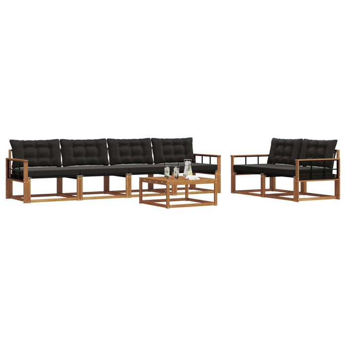 Set de canapele de exterior cu pernă 7 pcs Natural și Negru WALTI