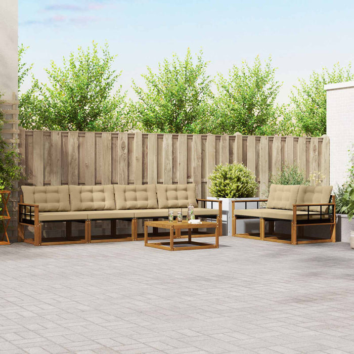 Set de canapele de exterior cu pernă 7 pcs Natural și Bej WALTI