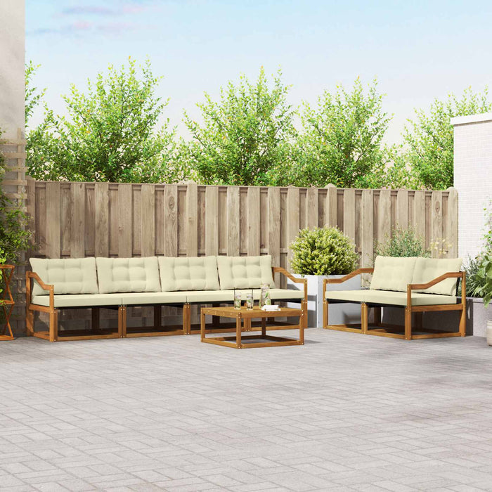 Set de canapele de exterior cu pernă 7 pcs Natural și Crem WALTI