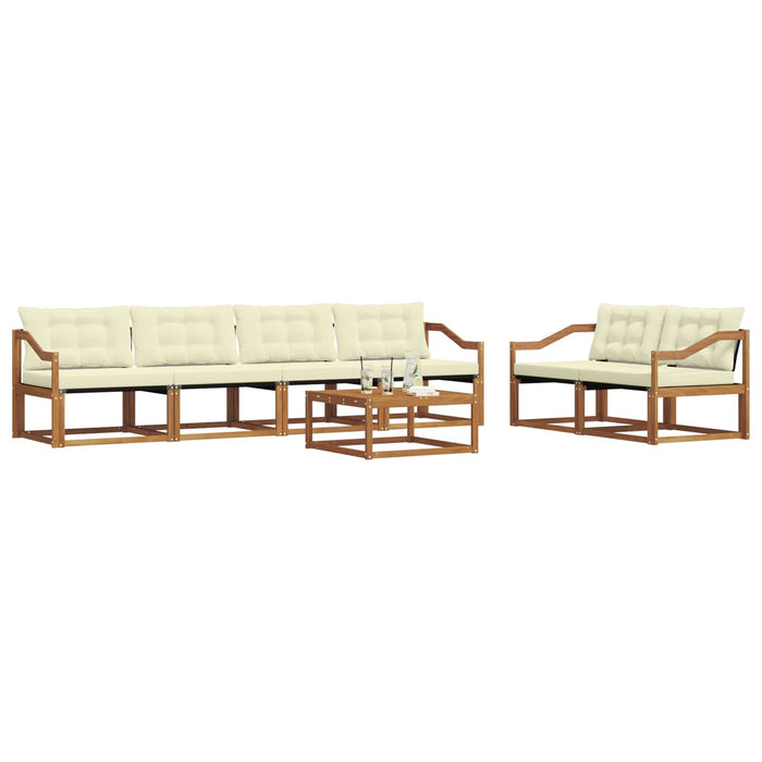 Set de canapele de exterior cu pernă 7 pcs Natural și Crem WALTI