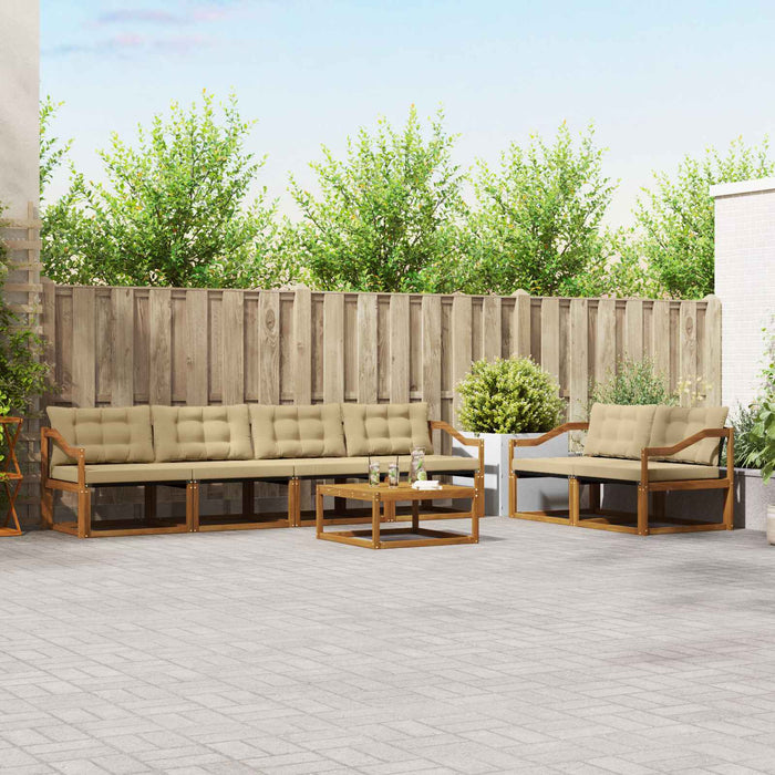 Set de canapele de exterior cu pernă 7 pcs Natural și Bej WALTI