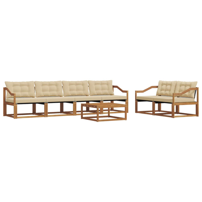 Set de canapele de exterior cu pernă 7 pcs Natural și Bej WALTI