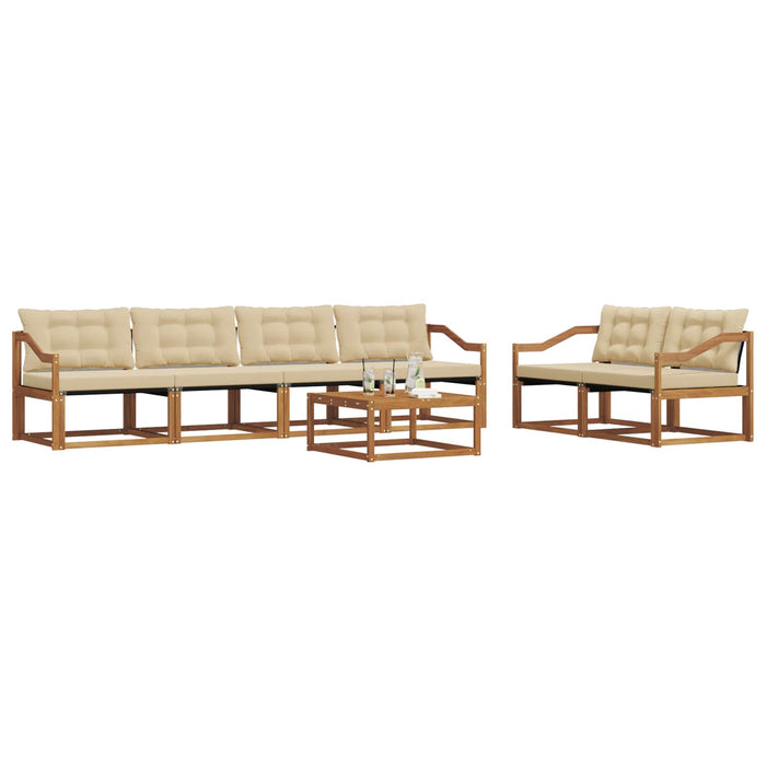 Set de canapele de exterior cu pernă 7 pcs Natural și Bej WALTI