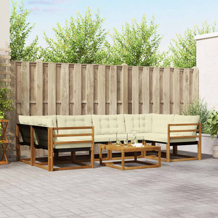 Set de canapele de exterior cu pernă 7 pcs Natural și Crem - WALTI WALTI