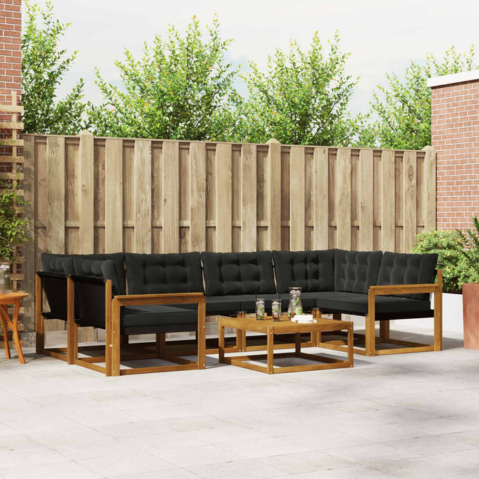 Set de canapele de exterior cu pernă 7 pcs Natural și Negru - WALTI WALTI