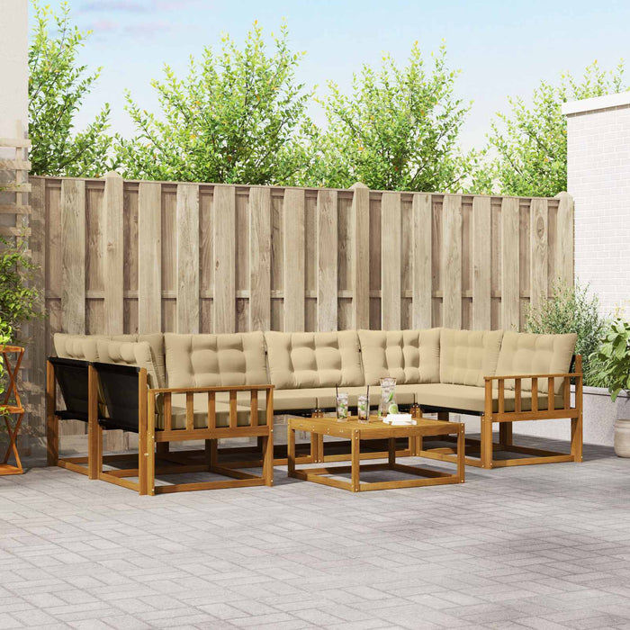 Set de canapele de exterior cu pernă 7 pcs Natural și Bej - WALTI WALTI