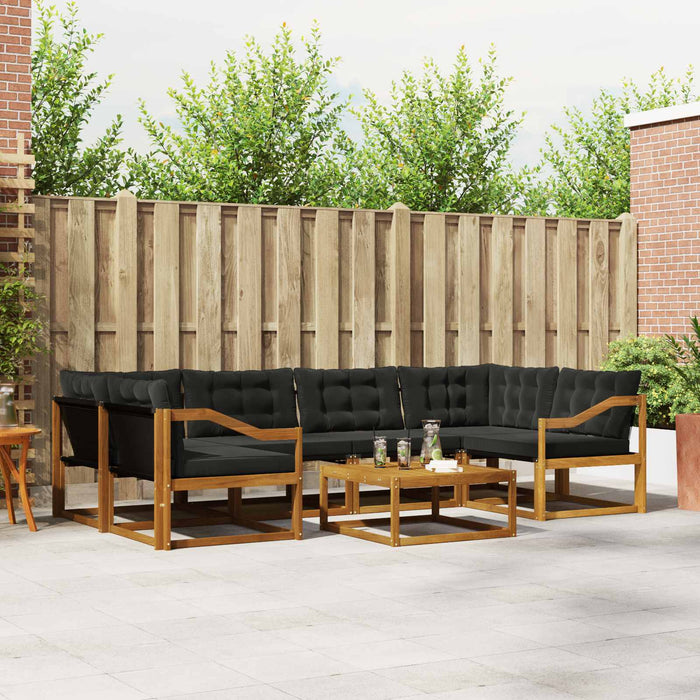 Set de canapele de exterior cu pernă 7 pcs Natural și Negru - WALTI WALTI