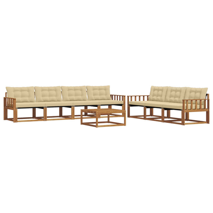 Set de canapele de exterior cu pernă 8 pcs Natural și Bej WALTI