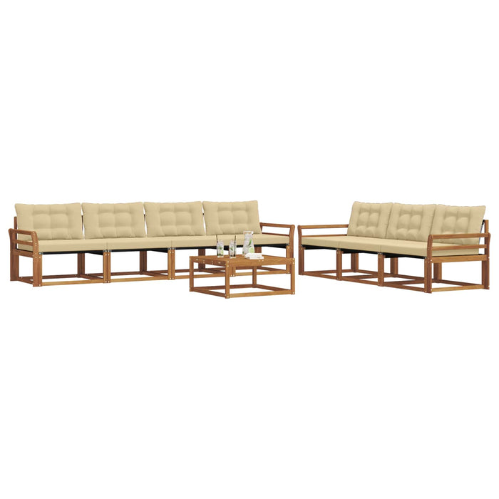 Set de canapele de exterior cu pernă 8 pcs Natural și Bej WALTI
