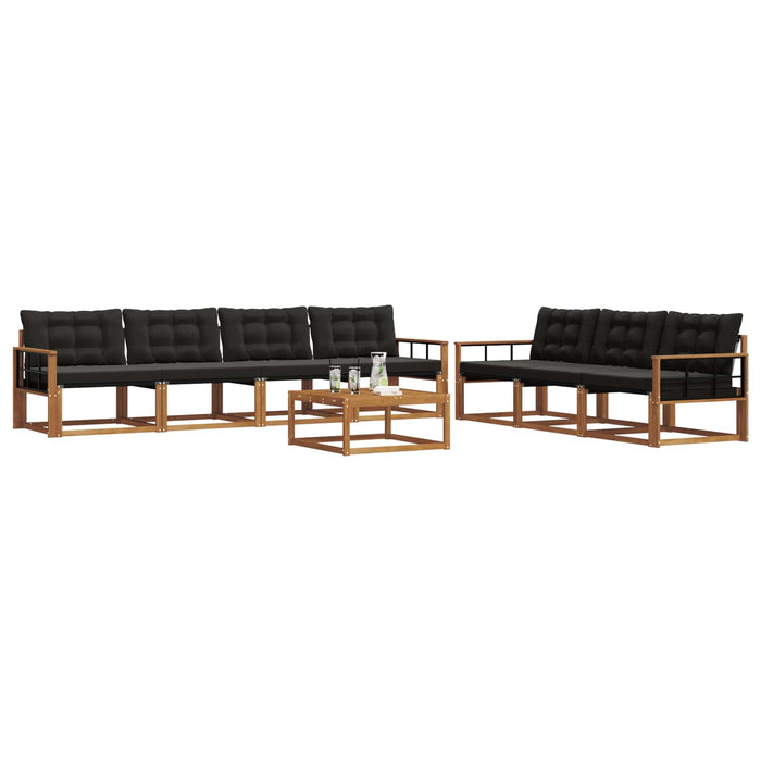 Set de canapele de exterior cu pernă 8 pcs Natural și Negru WALTI