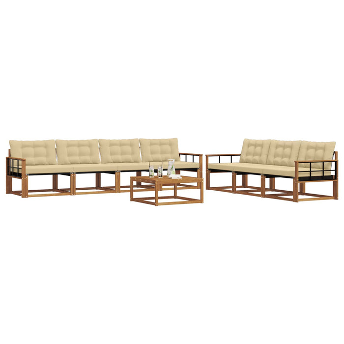 Set de canapele de exterior cu pernă 8 pcs Natural și Bej WALTI