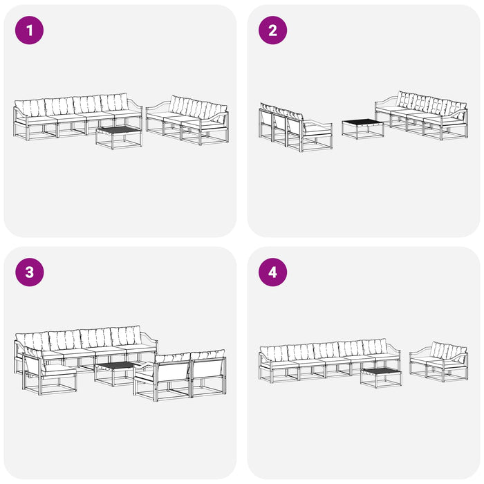 Set de canapele de exterior cu pernă 8 pcs Natural și Negru WALTI