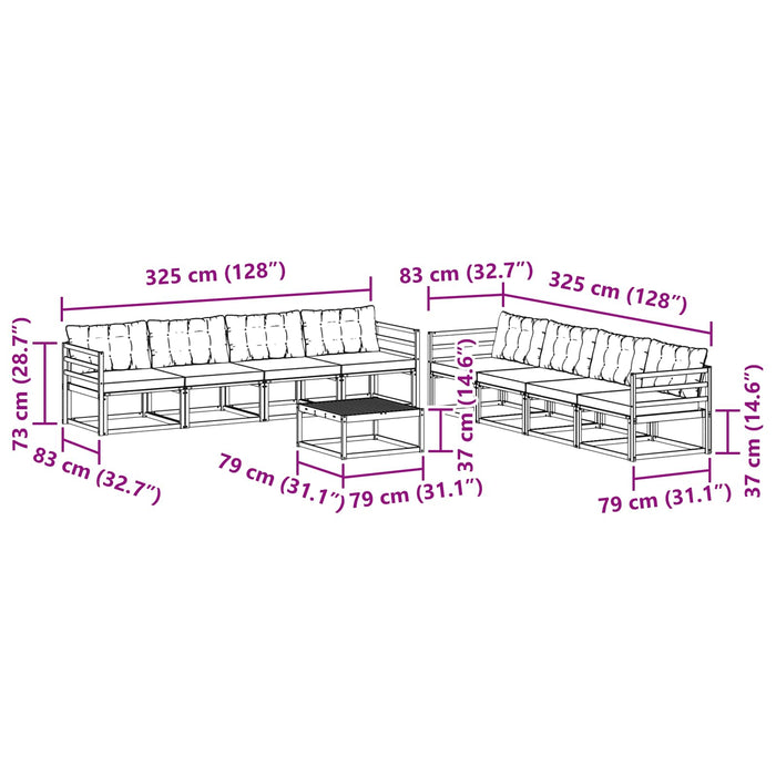 Set de canapele de exterior 9 pcs Gri natural și deschis - WALTI WALTI