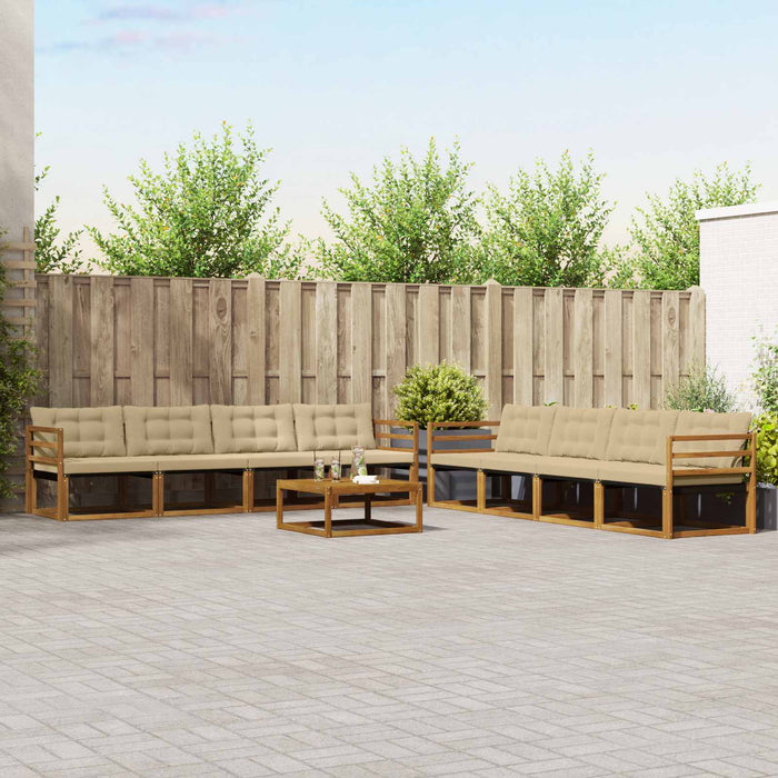 Set de canapele de exterior cu pernă 9 pcs Natural și Bej WALTI