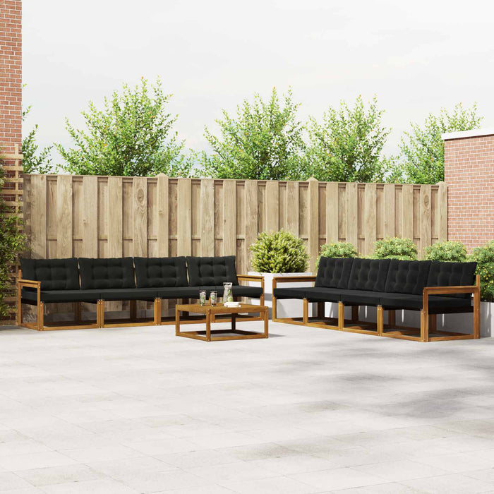 Set de canapele de exterior cu pernă 9 pcs Natural și Negru - WALTI WALTI