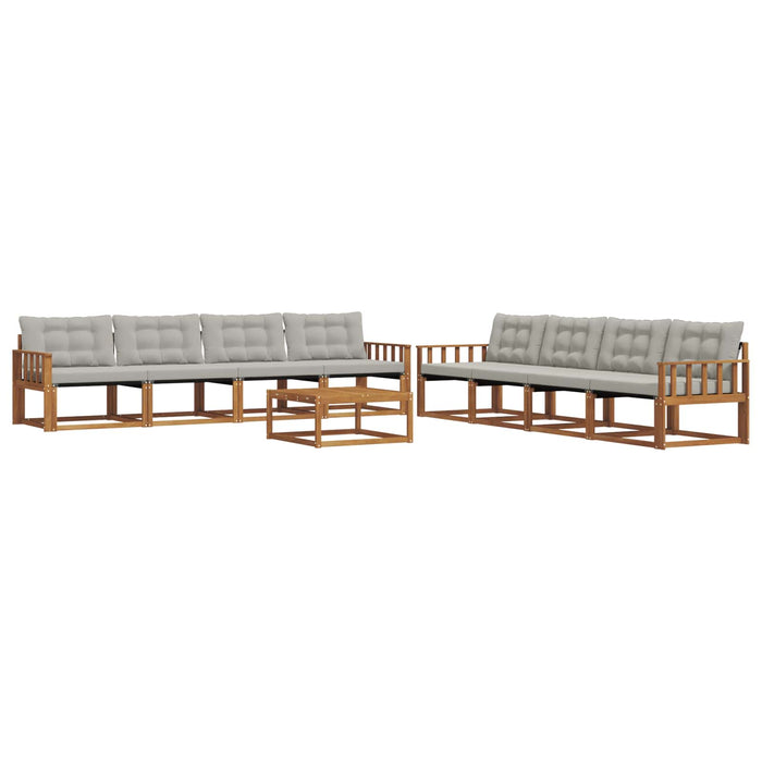 Set de canapele de exterior 9 pcs Gri natural și deschis WALTI