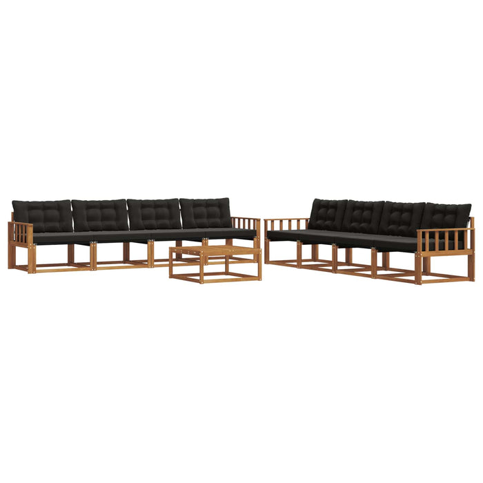 Set de canapele de exterior cu pernă 9 pcs Natural și Negru - WALTI WALTI