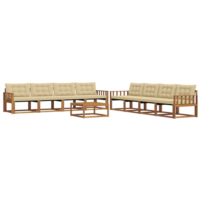 Set de canapele de exterior cu pernă 9 pcs Natural și Bej WALTI