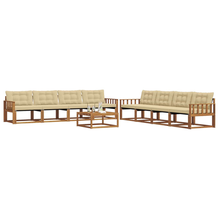 Set de canapele de exterior cu pernă 9 pcs Natural și Bej WALTI