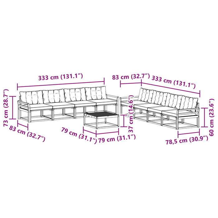 Set de canapele de exterior 9 pcs Gri natural și deschis - WALTI WALTI