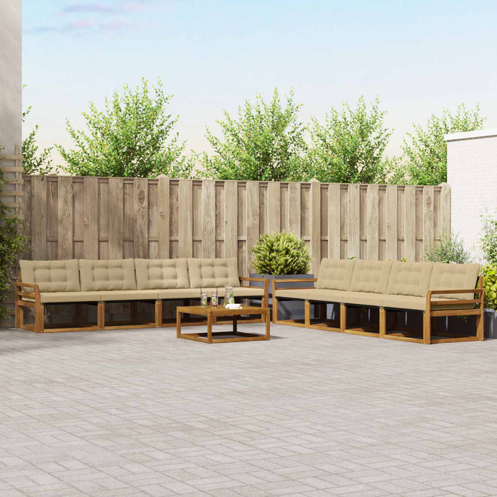 Set de canapele de exterior cu pernă 9 pcs Natural și Bej WALTI