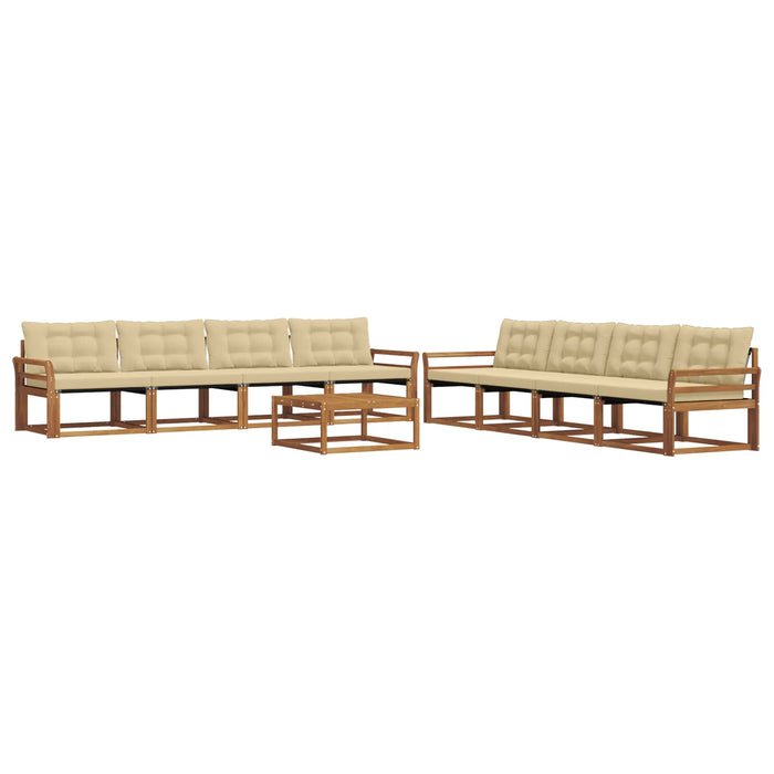 Set de canapele de exterior cu pernă 9 pcs Natural și Bej WALTI