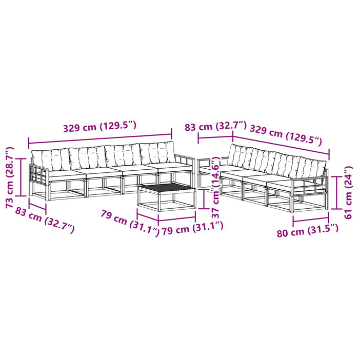 Set de canapele de exterior 9 pcs Gri natural și deschis - WALTI WALTI