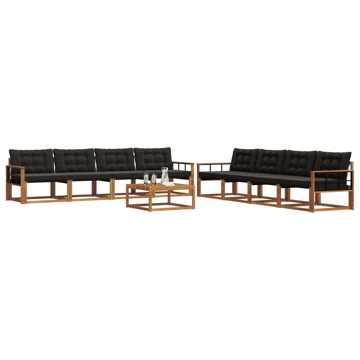 Set de canapele de exterior cu pernă 9 pcs Natural și Negru - WALTI WALTI