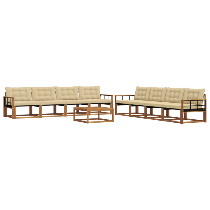 Set de canapele de exterior cu pernă 9 pcs Natural și Bej WALTI