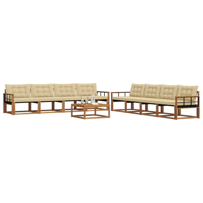 Set de canapele de exterior cu pernă 9 pcs Natural și Bej WALTI