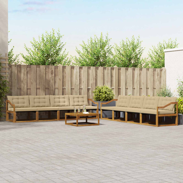 Set de canapele de exterior cu pernă 9 pcs Natural și Bej WALTI